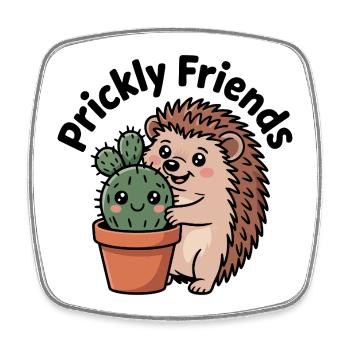 Cactus-friendly hedgehog - Square fridge magnet - white - Front