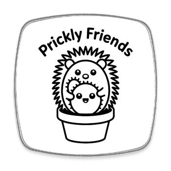 Igel und Kaktus beste Freunde - Viereckiger Kühlschrankmagnet - Weiß - Vorne