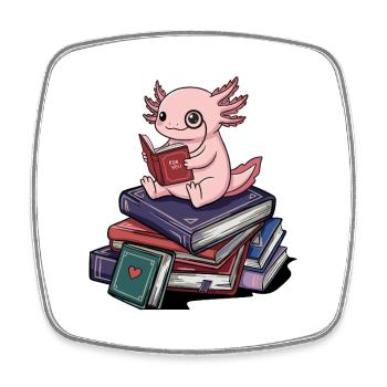 Bücherwurm Axolotl Fisch Lesende Bücher Kunst - Viereckiger Kühlschrankmagnet - Weiß - Vorne