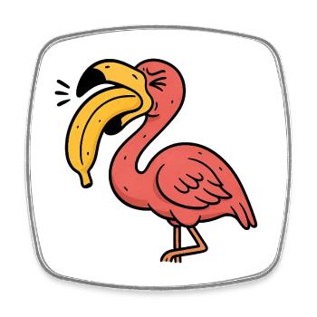 Duo Banane Flamant Rose - Magnet carré - blanc - Devant
