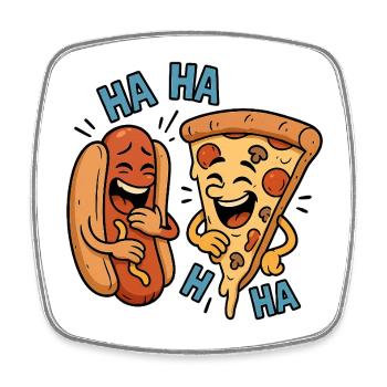 Pizza and Hot Dog: A Merry Duo - Square fridge magnet - white - Front
