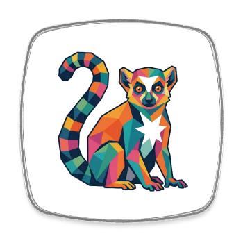 Colorful Lemur Design - Square fridge magnet - white - Front