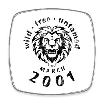Sauvages, libres et indomptés depuis 03/2001 - Magnet carré - blanc - Devant
