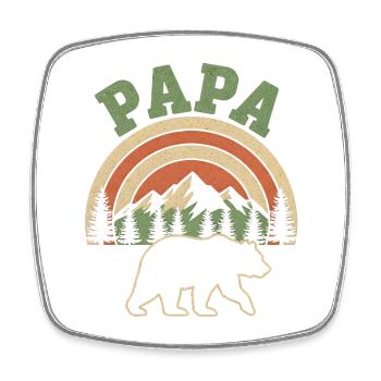 PAPA Mountain Retro Nature - Square fridge magnet - white - Front