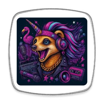 Unicorn Meerkat Party - Square fridge magnet - white - Front