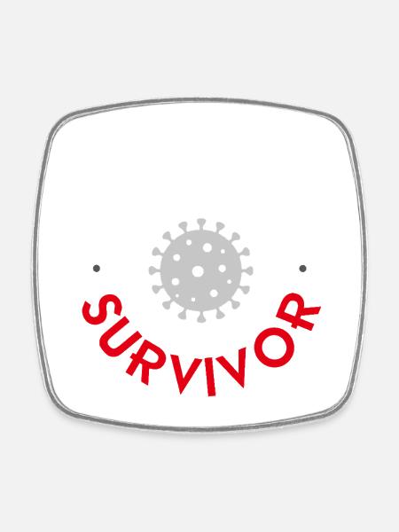 Covid-19 Survivor - Square fridge magnet - white