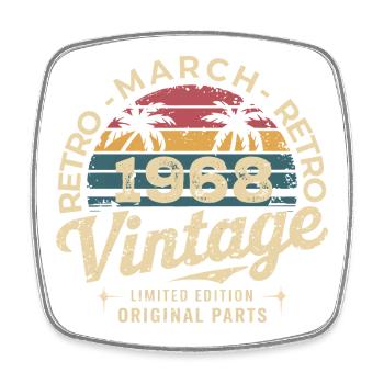 Birthday March 1968 Limited Edition Retro March - Square fridge magnet - white - Front