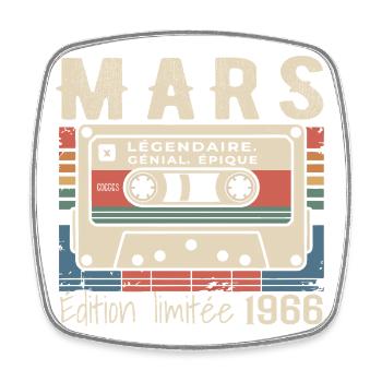 Geburtstag 1966 März 1966 geboren im März 1966 - Viereckiger Kühlschrankmagnet - Weiß - Vorne