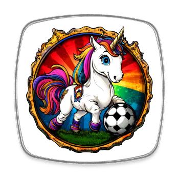 Unicorns Football - Square fridge magnet - white - Front