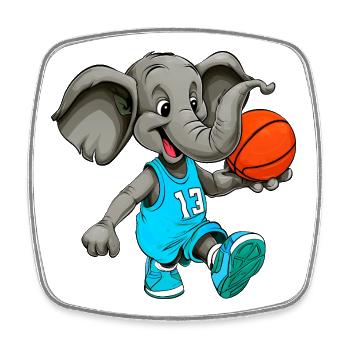 Elefanten Basketball Hooper - Viereckiger Kühlschrankmagnet - Weiß - Vorne