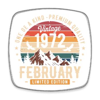 Février 1972 Anniversaire Vintage Février 1972 - Magnet carré - blanc - Devant