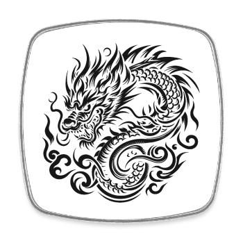 Drachenkreis Yin - Viereckiger Kühlschrankmagnet - Weiß - Vorne