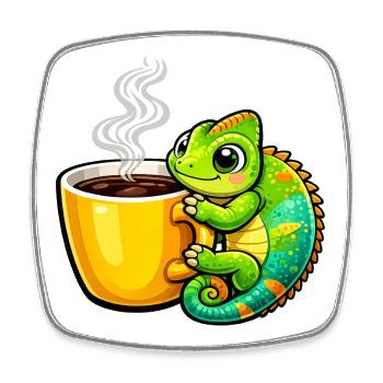Coffee Dragon Cuddle - Square fridge magnet - white - Front