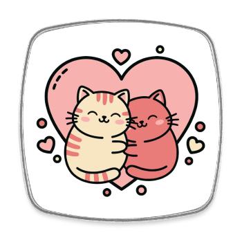 Heartfelt Cat Hug Duo - Square fridge magnet - white - Front