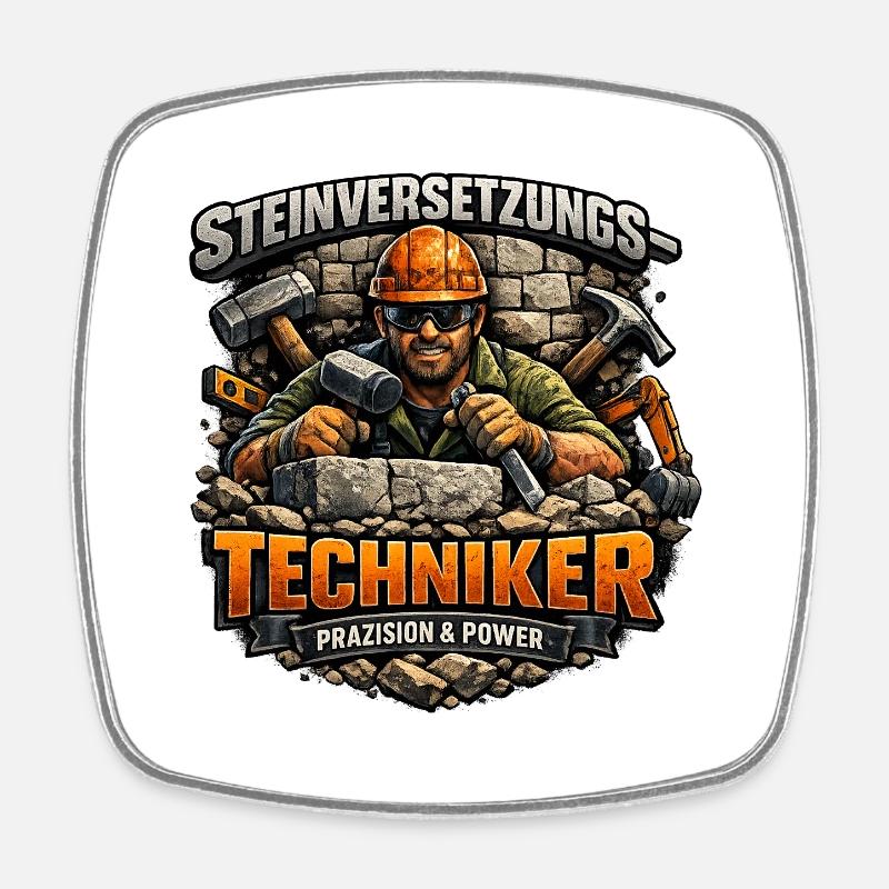 Steinversetzungs-Techniker - Viereckiger Kühlschrankmagnet - Weiß
