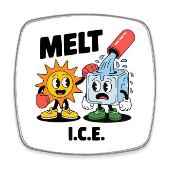 Dessin animé sur la fonte de la glace et le changement climatique - Magnet carré - blanc - Devant