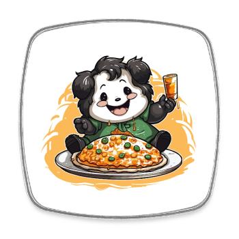 Pizza Panda Celebration - Square fridge magnet - white - Front