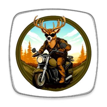 Motorcycle Deer - Square fridge magnet - white - Front