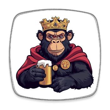 Monkey Beer King - Square fridge magnet - white - Front