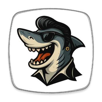 Requin avec style - Magnet carré - blanc - Devant