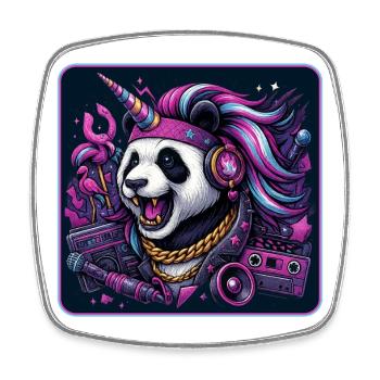 Panda Einhorn Party - Viereckiger Kühlschrankmagnet - Weiß - Vorne