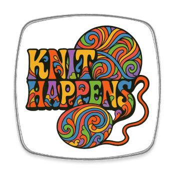 Knit Happens Psychedelische Geschichte - Viereckiger Kühlschrankmagnet - Weiß - Vorne