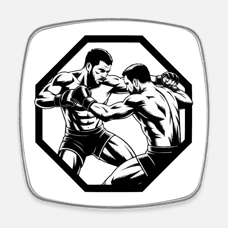 Octagon Fighters MMA Battle - Square fridge magnet - white