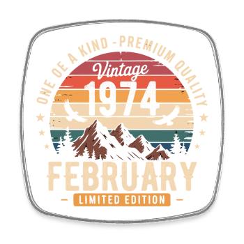 Février 1974 Anniversaire Vintage Février 1974 - Magnet carré - blanc - Devant
