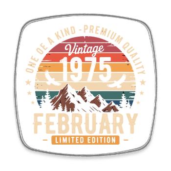 Février 1975 Anniversaire Vintage Février 1975 - Magnet carré - blanc - Devant