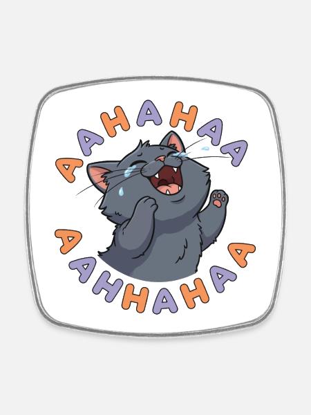 Laughing Cat Burst - Square fridge magnet - white