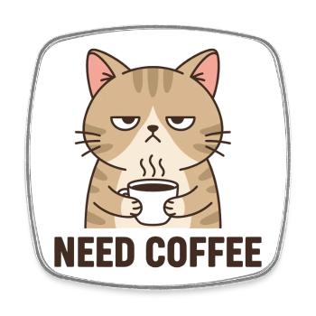 Kaffee Wütende Katze - Viereckiger Kühlschrankmagnet - Weiß - Vorne