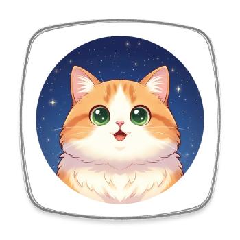 Chaton de la Nuit Étoilée - Magnet carré - blanc - Devant
