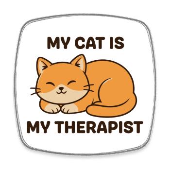 Meine Katze ist meine Therapeutin - Viereckiger Kühlschrankmagnet - Weiß - Vorne
