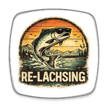Angeln Geschenk Mann Angler Papa Re Lachs - Viereckiger Kühlschrankmagnet - Weiß - Vorne