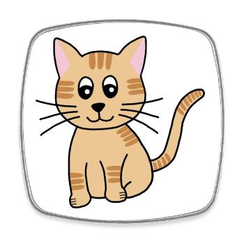 Cuddly Kitten Cartoon - Square fridge magnet - white - Front