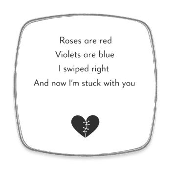 Roses are Red – Schwarzer Valentinstag Humor - Viereckiger Kühlschrankmagnet - Weiß - Vorne