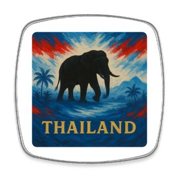 Design de voyage d’éléphant en Thaïlande - Magnet carré - blanc - Devant