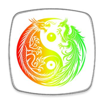Yin Yang Drache und Phönix - Viereckiger Kühlschrankmagnet - Weiß - Vorne