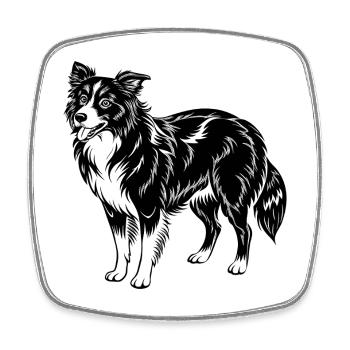 border collie - Square fridge magnet - white - Front