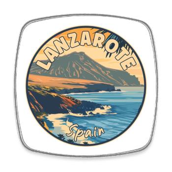 Explorez Lanzarote en Espagne Îles Canaries anciennes - Magnet carré - blanc - Devant