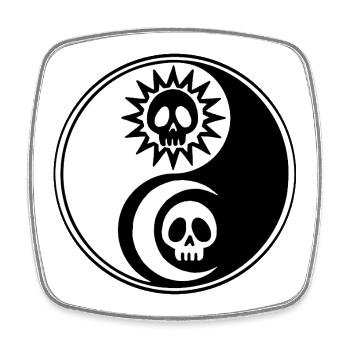 Sun and moon yin and yang - Square fridge magnet - white - Front