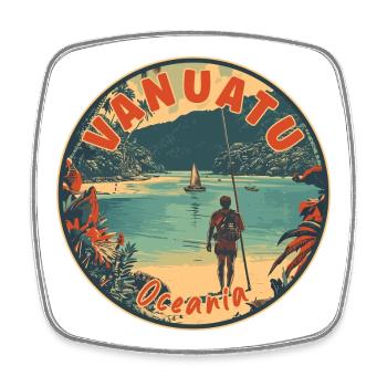 Découvrez le Vanuatu en Océanie : Paradis tropical - Magnet carré - blanc - Devant
