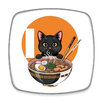Cute Kawaii Cat Eating Ramen Funny Japanese Anime  - Viereckiger Kühlschrankmagnet - Weiß - Vorne