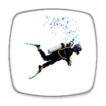 Retro Pixel Art Scuba Diver - Viereckiger Kühlschrankmagnet - Weiß - Vorne