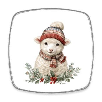 Brebis d’hiver avec écharpe - Magnet carré - blanc - Devant
