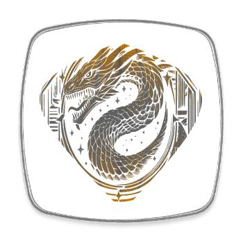 Celestial Dragon Serpent – Kosmisches Gold & Silber - Viereckiger Kühlschrankmagnet - Weiß - Vorne