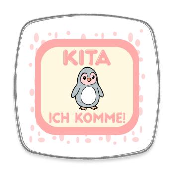Erster Tag KITA - Viereckiger Kühlschrankmagnet - Weiß - Vorne