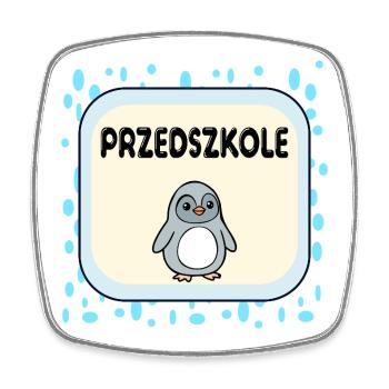 Penguin Kindergarten - Square fridge magnet - white - Front