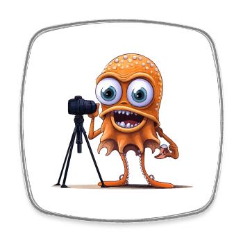 Appareil photo Octopus Photography - Magnet carré - blanc - Devant