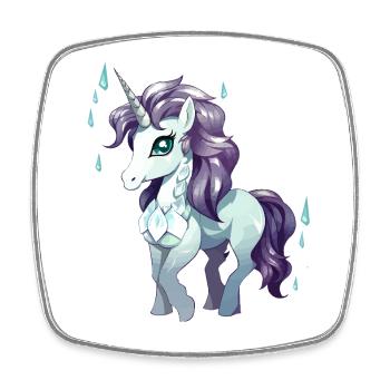 Pluie de Cristal Licorne - Magnet carré - blanc - Devant